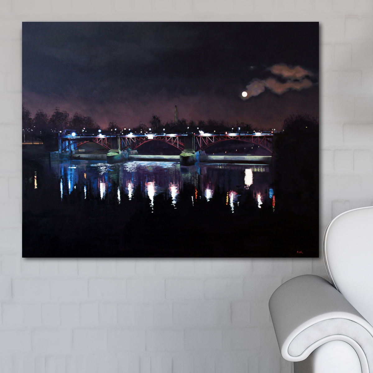 2:59 (Weir and pipe bridge above Albert Bridge) - 50 x 40cm Canvas Print